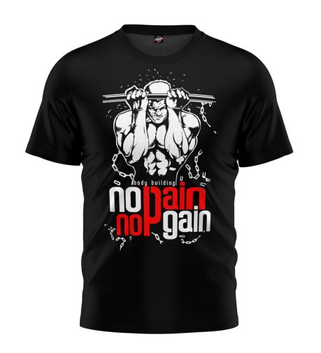 T-shirt No Pain No Gain czarny 