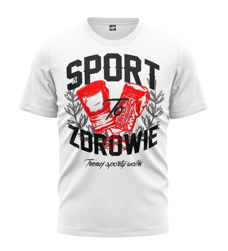 T-shirt Sport To Zdrowie Rękawice biały