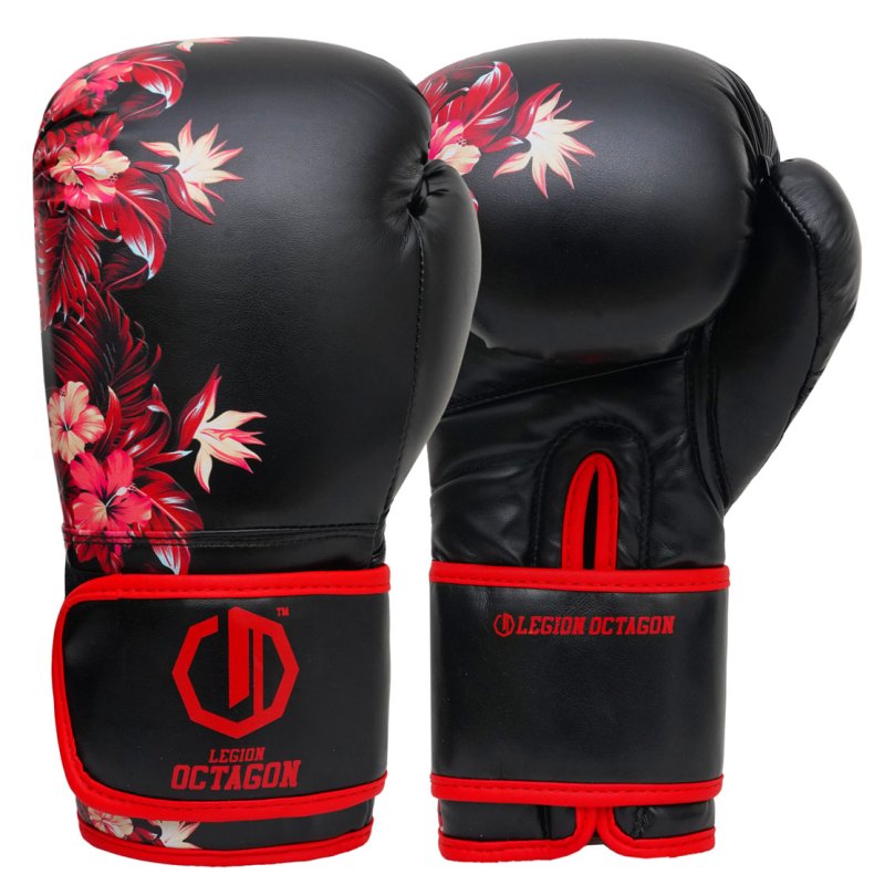 Rękawice bokserskie damskie Legion Octagon Flower black/red