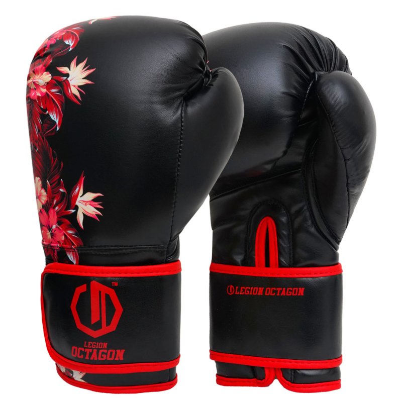 Rękawice bokserskie damskie Legion Octagon Flower black/red
