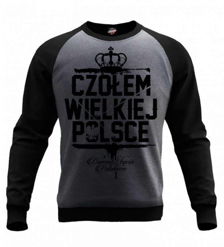 Bluza Czołem Wielkiej Polsce (grafitowo-czarna, czarny nadruk)