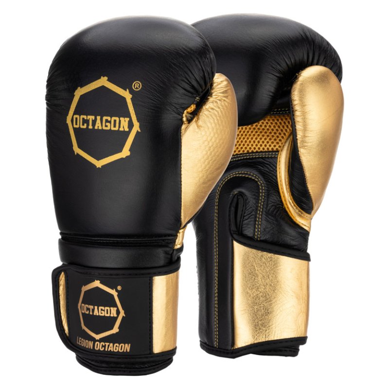 Rękawice bokserskie Octagon Alan black/gold SKÓRA