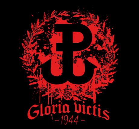 Spodenki bawełniane PW Gloria Victis (czerwony nadruk) ciemno szare