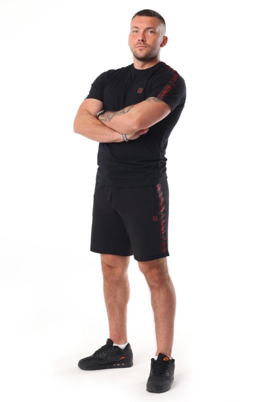 Spodenki bawełniane Stripe black/red