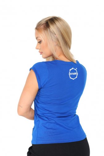 T-shirt damski Octagon Logo smash niebieski