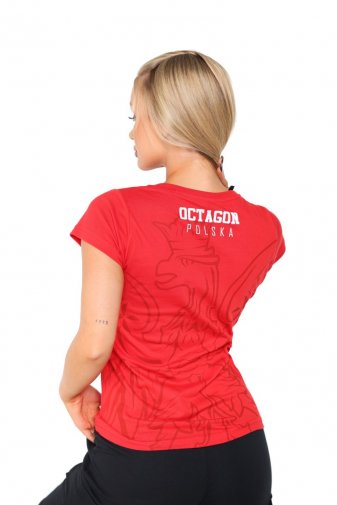 T-shirt damski Octagon POLSKA czerwony
