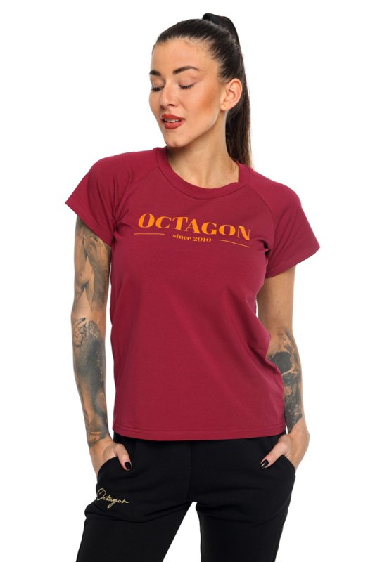 T-shirt damski Octagon SINCE 2010 burgund