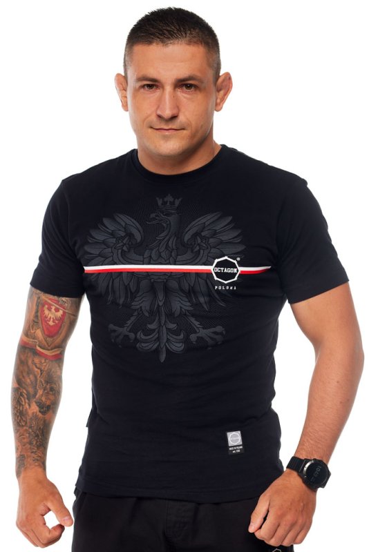 T-shirt Octagon Polska biało-czerwony